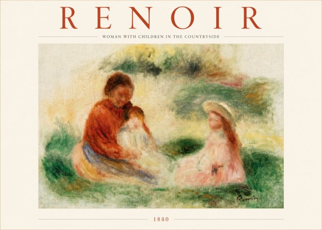 Renoir Woman with Children in the Countryside No3 - Poszter
