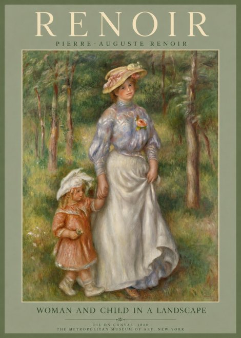 Renoir Woman and Child in a Landscape I No2 - Poszter