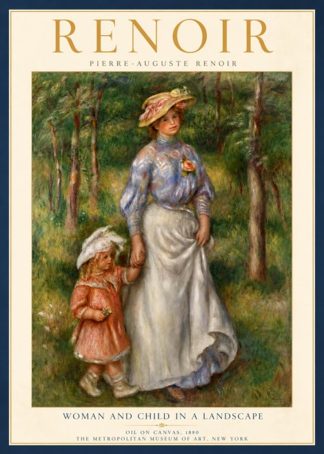 Renoir Woman and Child in a Landscape No5 - Poszter