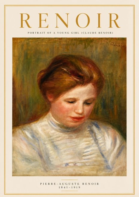 Renoir Portrait of a Young Girl (Claude Renoir) No3 - Poszter