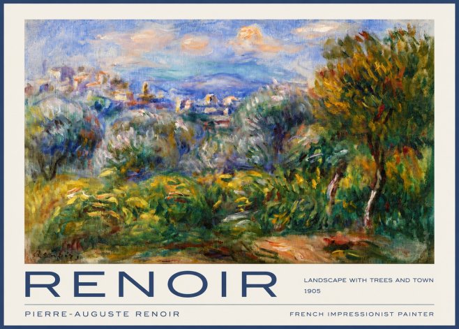 Renoir Landscape with Trees and Town No2 - Poszter