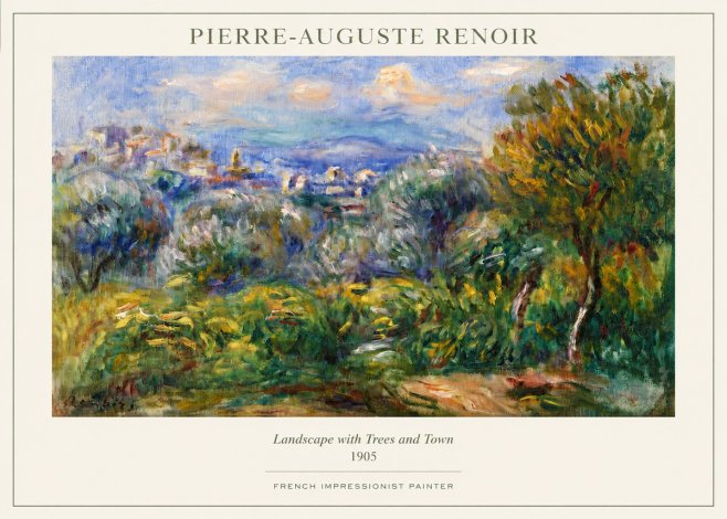 Renoir Landscape with Trees and Town No3 - Poszter