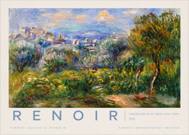 Renoir Landscape with Trees and Town No4 - Poszter