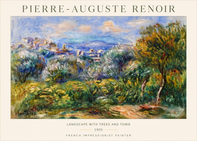 Renoir Landscape with Trees and Town No5 - Poszter