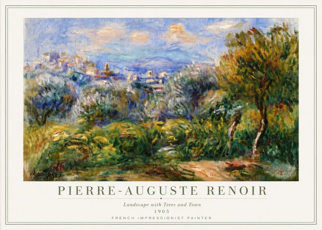 Renoir Landscape with Trees and Town No6 - Poszter