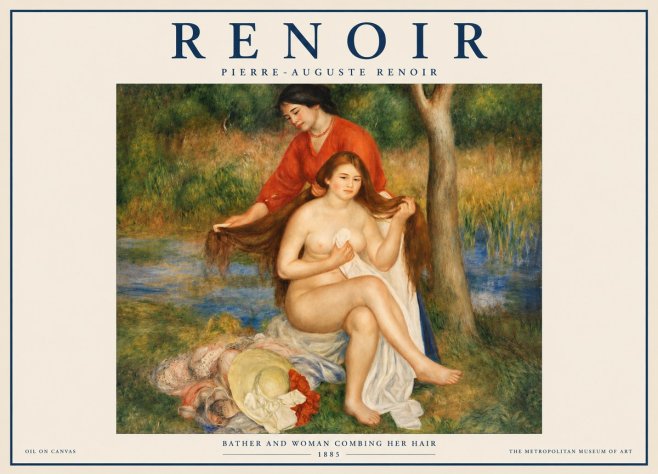 Renoir The Bather and Her Attendant No4 - Poszter