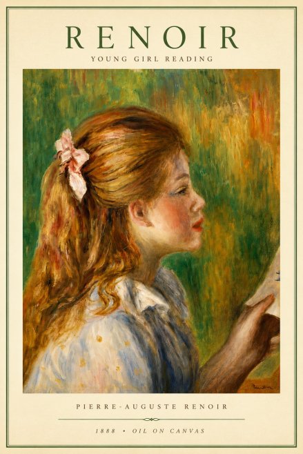 Renoir Young Girl Reading II No4 - Poszter