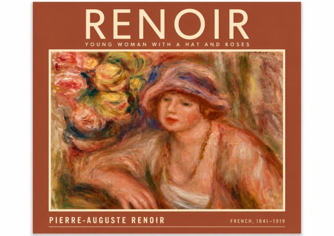 Renoir Young Woman with a Hat and Roses No6 - Poszter