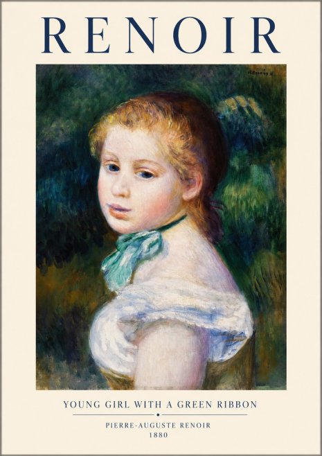 Renoir Young Girl with a Green Ribbon No1 - Poszter
