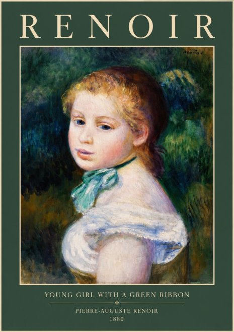 Renoir Young Girl with a Green Ribbon No2 - Poszter