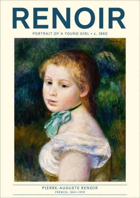 Renoir Young Girl with a Green Ribbon No3 - Poszter