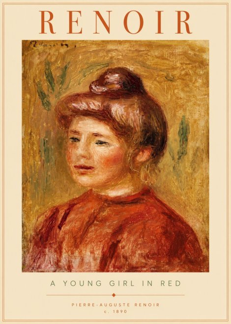 Renoir A Young Girl in Red No2 - Poszter