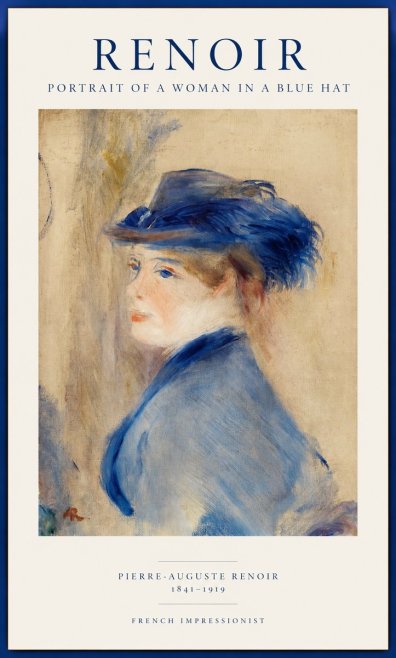 Renoir Portrait of a Woman in a Blue Hat No1 - Poszter