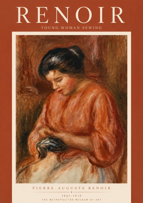 Renoir Young Woman Sewing No5 - Poszter
