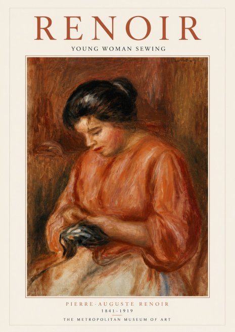 Renoir Young Woman Sewing No6 - Poszter