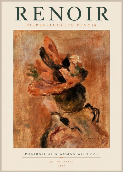 Renoir Portrait of a Woman with Hat No2 - Poszter