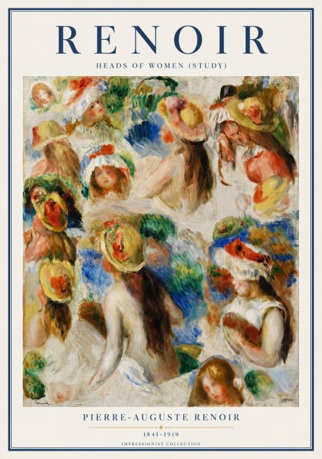 Renoir Heads of Women (Study) No3 - Poszter