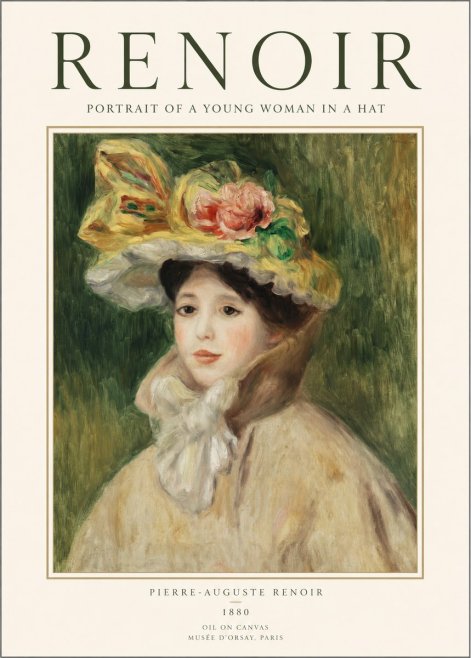 Renoir Portrait of a Young Woman in a Hat No1 - Poszter
