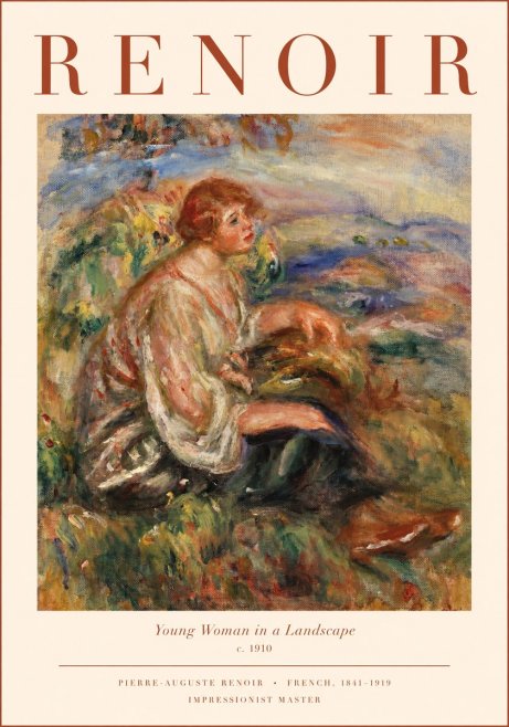 Renoir Young Woman in a Landscape No1 - Poszter