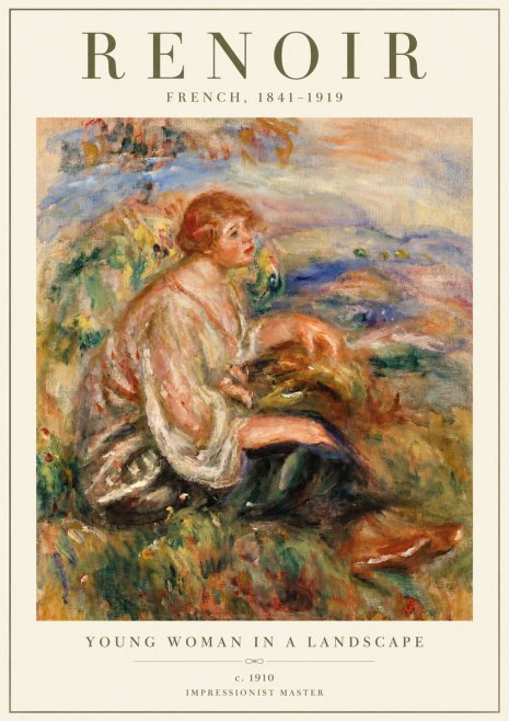 Renoir Young Woman in a Landscape No2 - Poszter