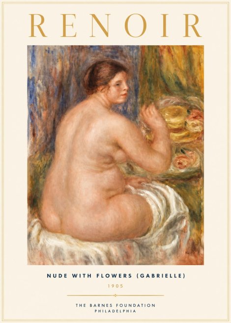 Renoir Seated Nude with Flowers (Also Known as the Large Bather) No2 - Poszter