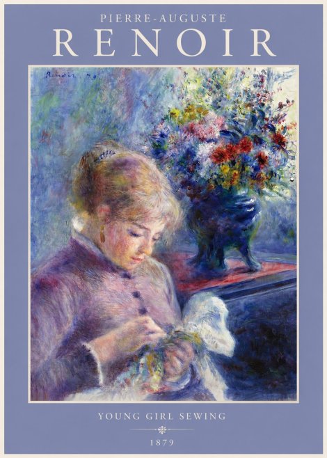 Renoir Young Girl Sewing No2 - Poszter