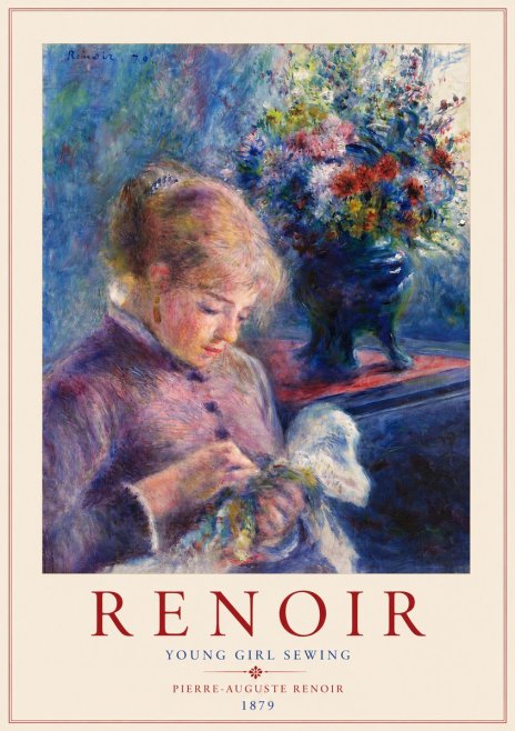 Renoir Young Girl Sewing No3 - Poszter