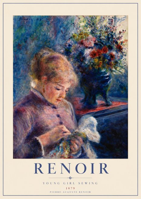 Renoir Young Girl Sewing No5 - Poszter