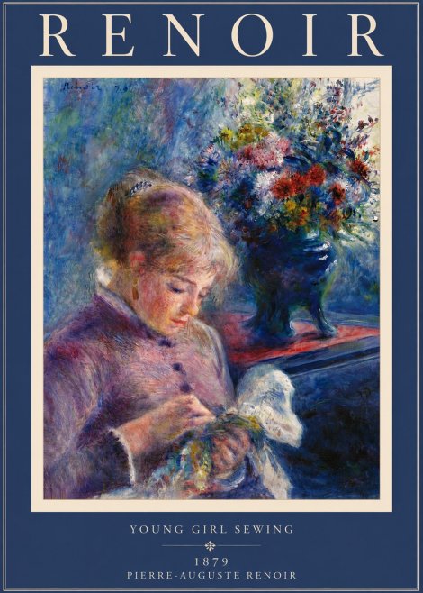 Renoir Young Girl Sewing No6 - Poszter