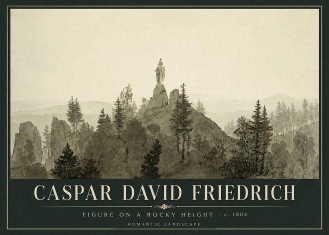 Caspar David Friedrich Figure on a Rocky Height No6 - Poszter