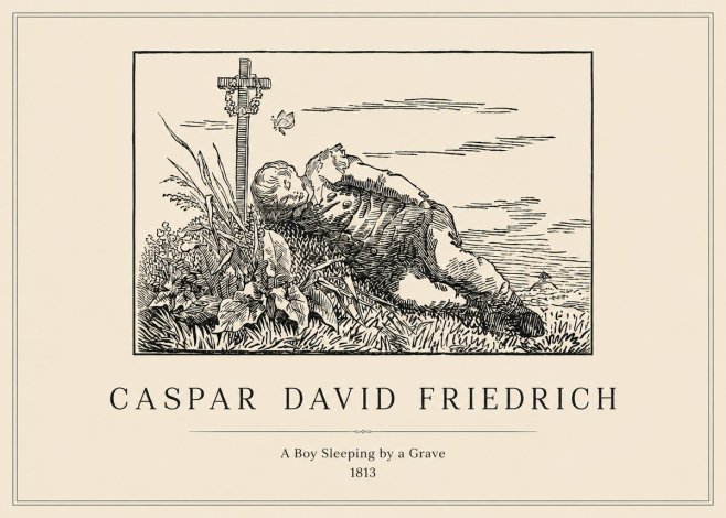 Caspar David Friedrich A Boy Sleeping by a Grave No1 - Poszter