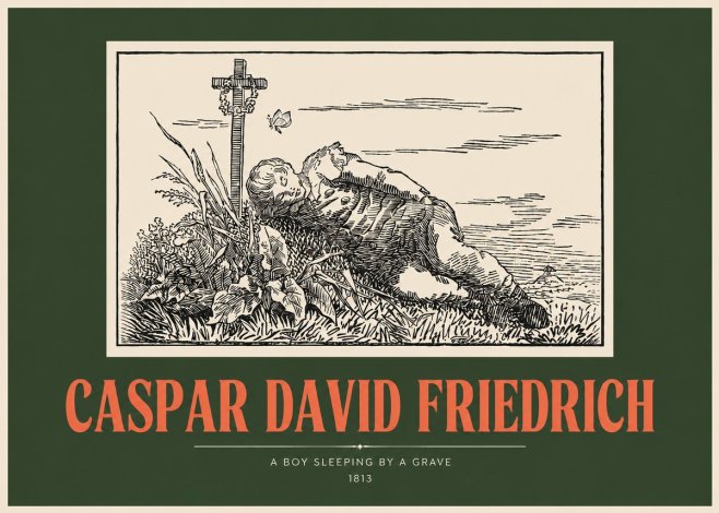 Caspar David Friedrich A Boy Sleeping by a Grave No2 - Poszter