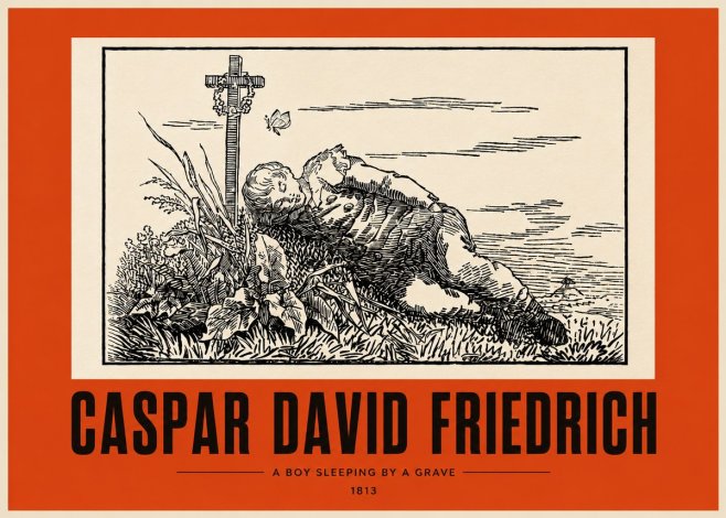 Caspar David Friedrich A Boy Sleeping by a Grave No3 - Poszter