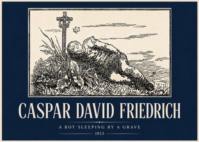 Caspar David Friedrich A Boy Sleeping by a Grave No4 - Poszter