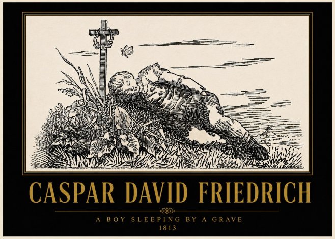 Caspar David Friedrich A Boy Sleeping by a Grave No5 - Poszter