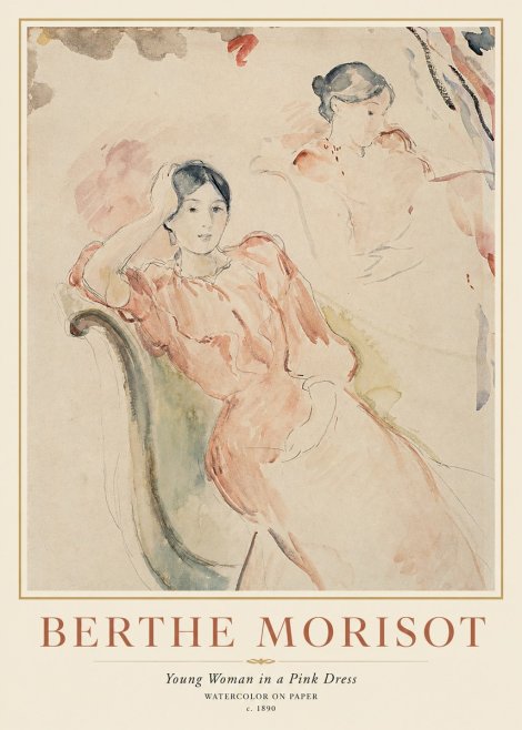 Berthe Morisot Young Woman in a Pink Dress II No1 - Poszter