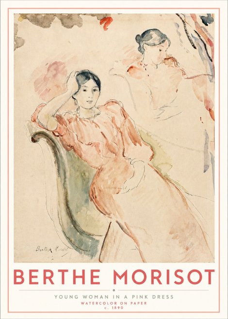 Berthe Morisot Young Woman in a Pink Dress II No3 - Poszter