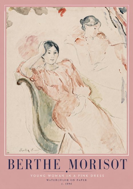 Berthe Morisot Young Woman in a Pink Dress II No4 - Poszter