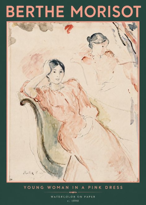 Berthe Morisot Young Woman in a Pink Dress II No5 - Poszter