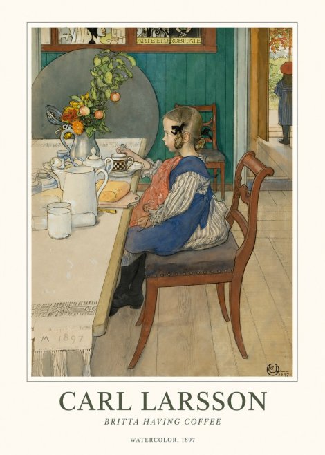 Carl Larsson Britta Having Coffee No1 - Poszter