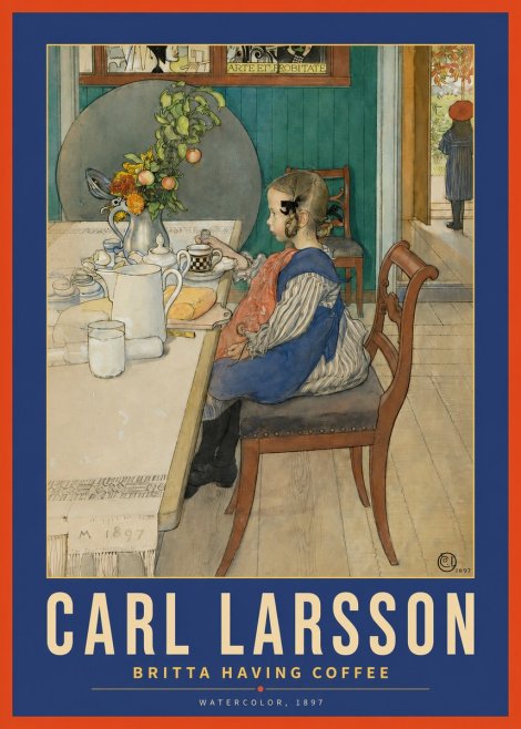 Carl Larsson Britta Having Coffee No2 - Poszter
