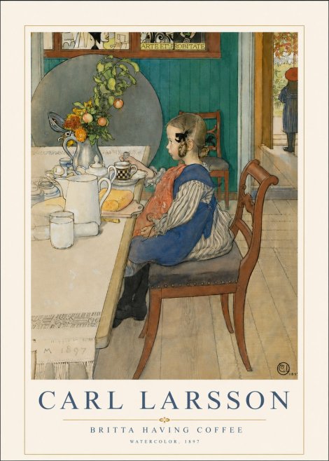 Carl Larsson Britta Having Coffee No3 - Poszter