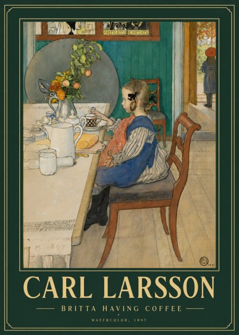 Carl Larsson Britta Having Coffee No4 - Poszter