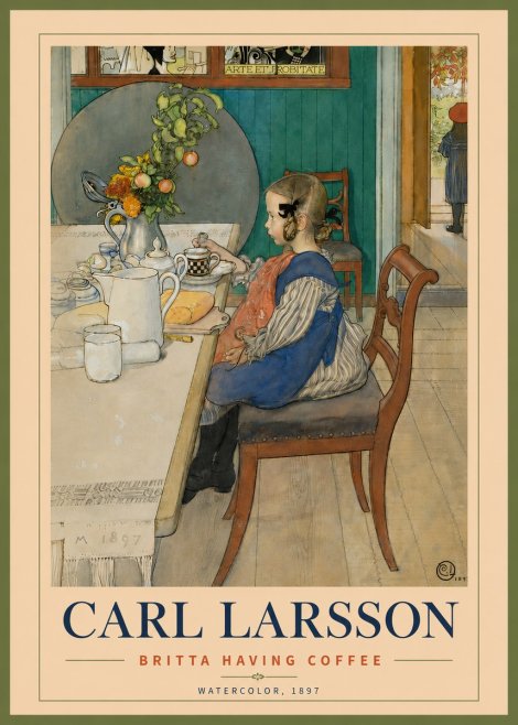 Carl Larsson Britta Having Coffee No5 - Poszter