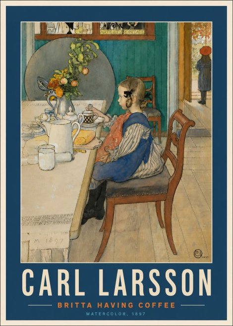 Carl Larsson Britta Having Coffee No6 - Poszter