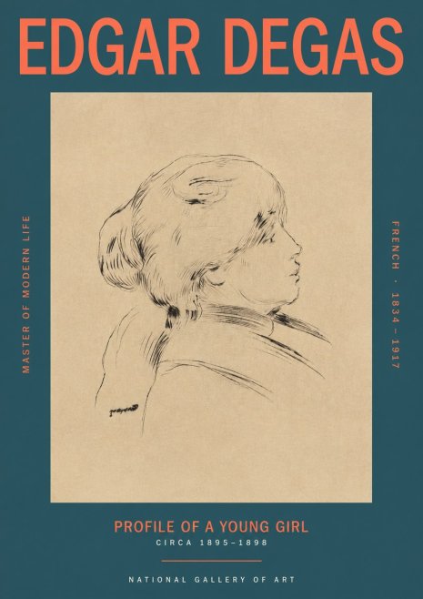 Edgar Degas Profile of a Young Girl No2 - Poszter