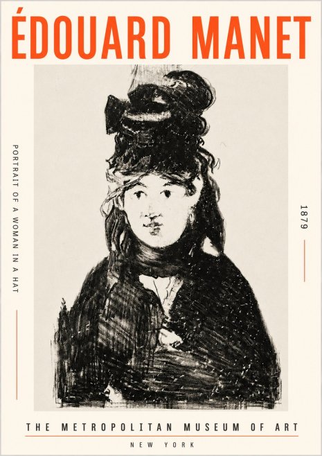Édouard Manet Portrait of a Woman in a Hat No5 - Poszter
