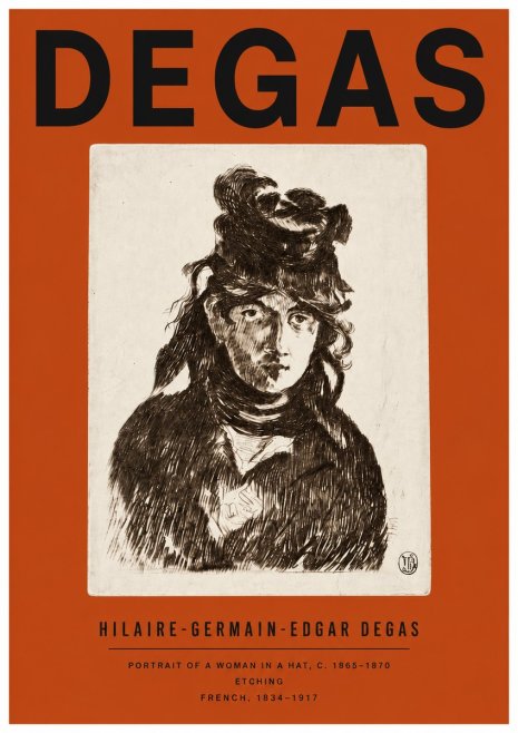 Edgar Degas Portrait of a Woman in a Hat No4 - Poszter