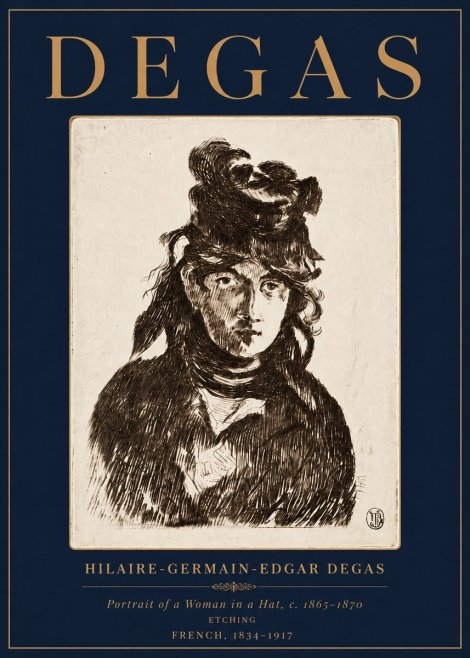 Edgar Degas Portrait of a Woman in a Hat No6 - Poszter