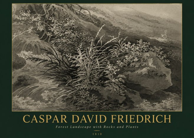 Caspar David Friedrich Forest Landscape with Rocks and Plants No3 - Poszter